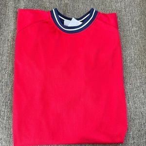 Reebok Men’s Red Performance Tech Short Sleeve Shirt Navy Trim Size XXL 🏃‍♂️